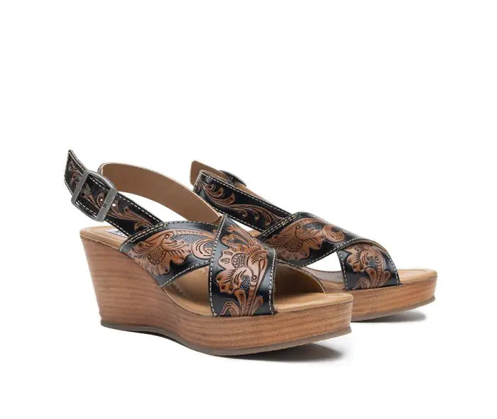 Flower Ridge Hand Tooled Sandals