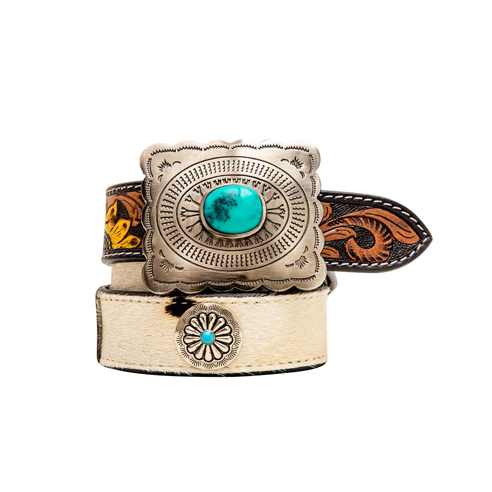 Kelpie Hand Tooled Leather Concho Belt