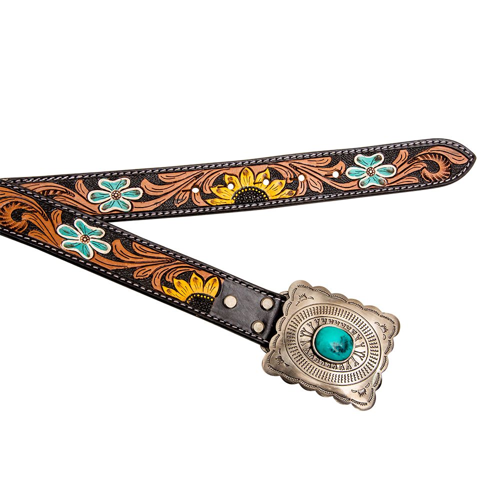 Kelpie Hand Tooled Leather Concho Belt