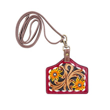 Load image into Gallery viewer, Red Floral Tooled Lanyard
