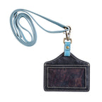 Turquoise Floral Tooled Leather Lanyard