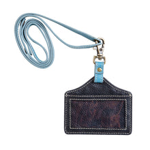 Load image into Gallery viewer, Turquoise Floral Tooled Leather Lanyard
