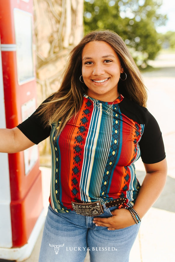 Red & Blue Serape Top