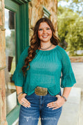 Jade Western Ruffle Top