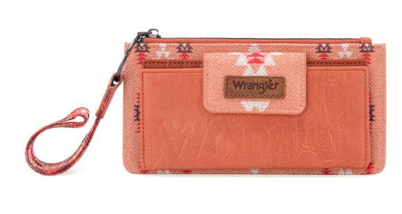 Wrangler Orange Southwestern Wristlet Wallet