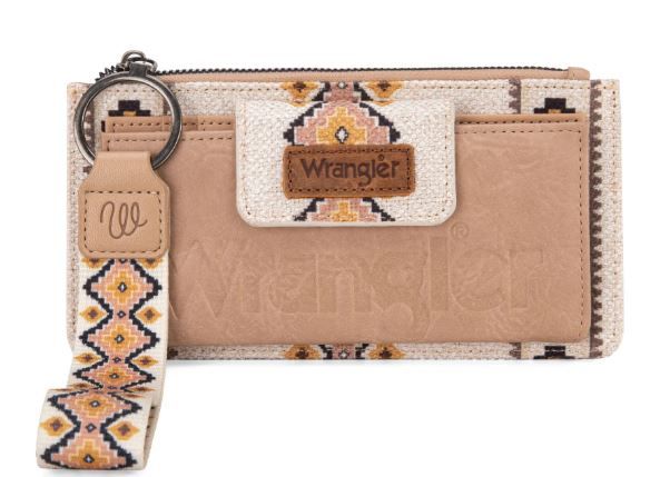 Wrangler Beige Southwestern Wristlet Wallet