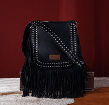 Load image into Gallery viewer, Wrangler Black Fringe Studded Crossbody
