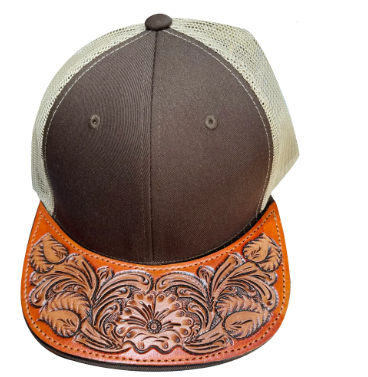 AD179 Tooled Leather Snap Back Cap