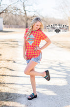 Load image into Gallery viewer, Spring Plaid Southwestern Design Tee
