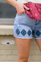 Crazy Train Light Wash Denim Shorts