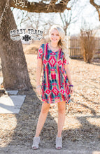 Load image into Gallery viewer, Red Multi-Colored Southwestern Design Dress
