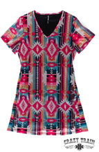 Load image into Gallery viewer, Red Multi-Colored Southwestern Design Dress
