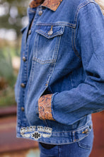 Load image into Gallery viewer, Leather Trim Denim Jacket
