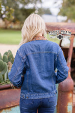 Load image into Gallery viewer, Leather Trim Denim Jacket
