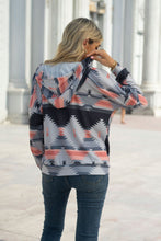 Load image into Gallery viewer, Peach/Grey Southwestern Pullover Hoodie
