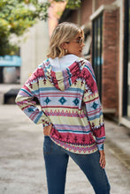 Load image into Gallery viewer, Pink Southwestern Button Pullover Hoodie
