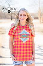 Load image into Gallery viewer, Spring Plaid Southwestern Design Tee
