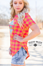 Load image into Gallery viewer, Spring Plaid Southwestern Design Tee
