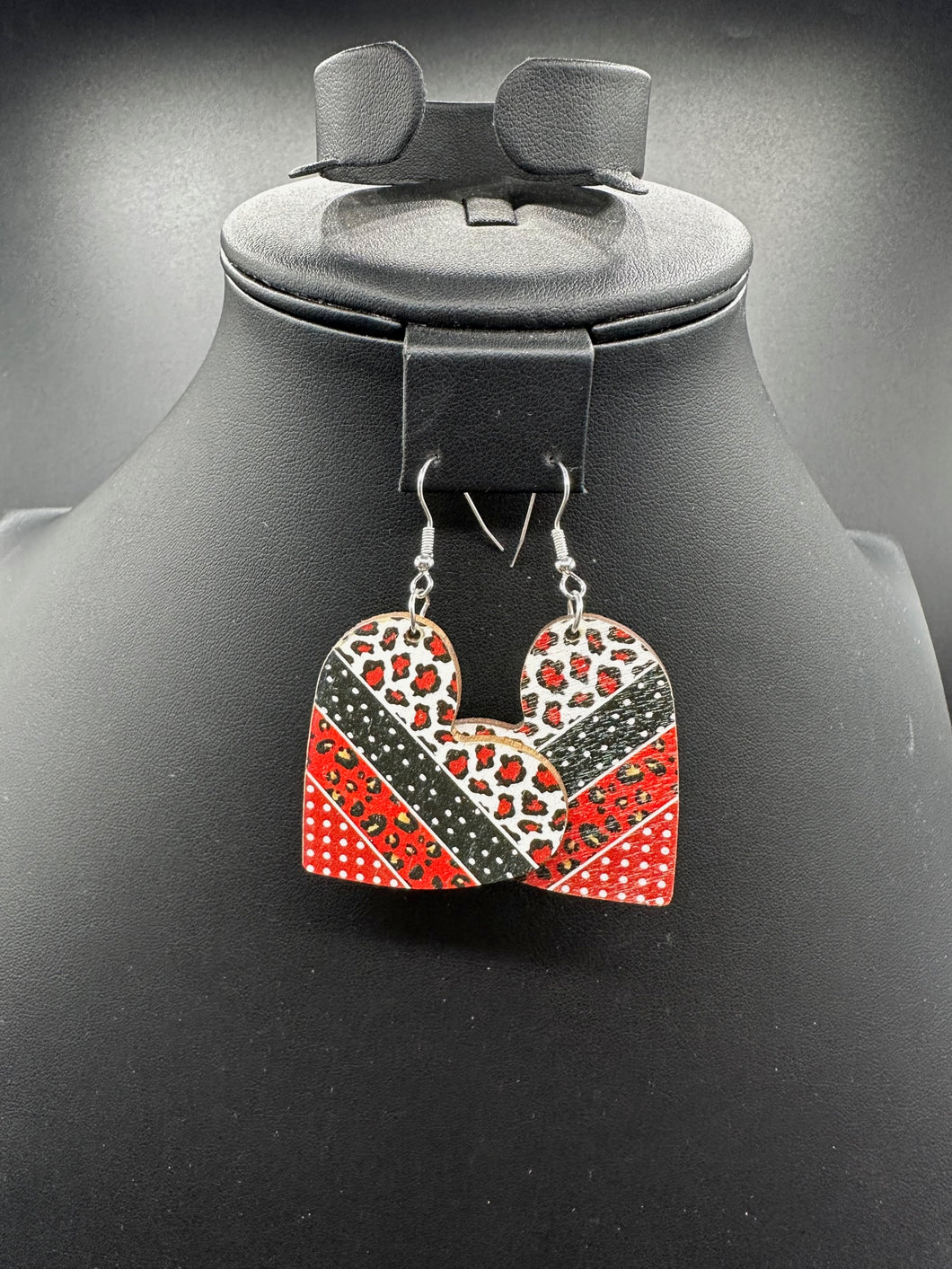 Leopard Print Heart Fishhook Earrings