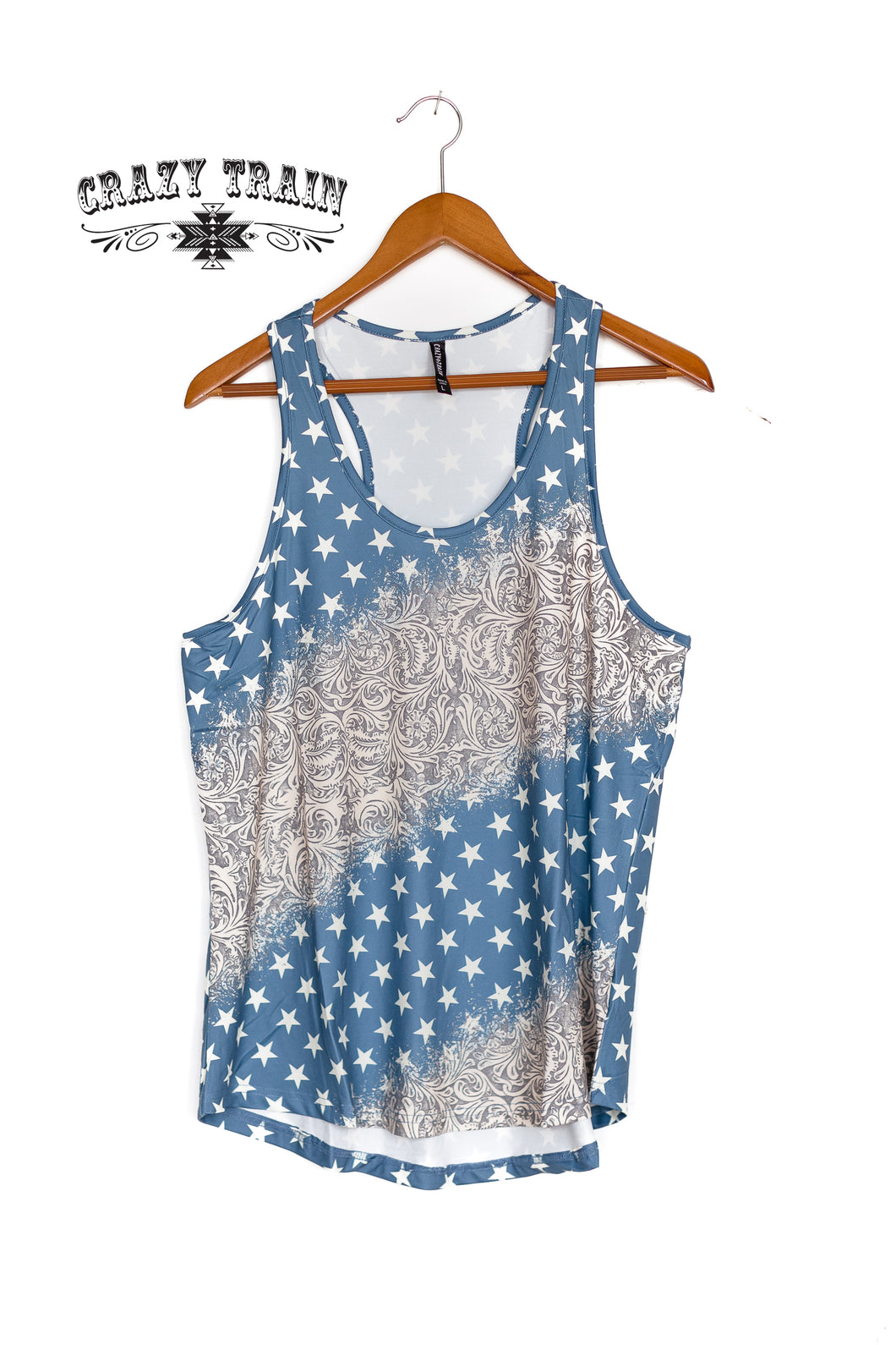 Blue Stars & Leather Print Tank Top