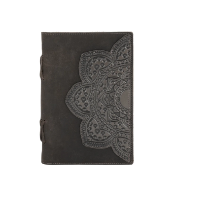Montana West Black Embossed Leather Notebook