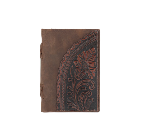 Montana West Brown Embossed Leather Notebook