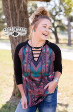 Load image into Gallery viewer, Purple Multi-Colored Southwestern Top
