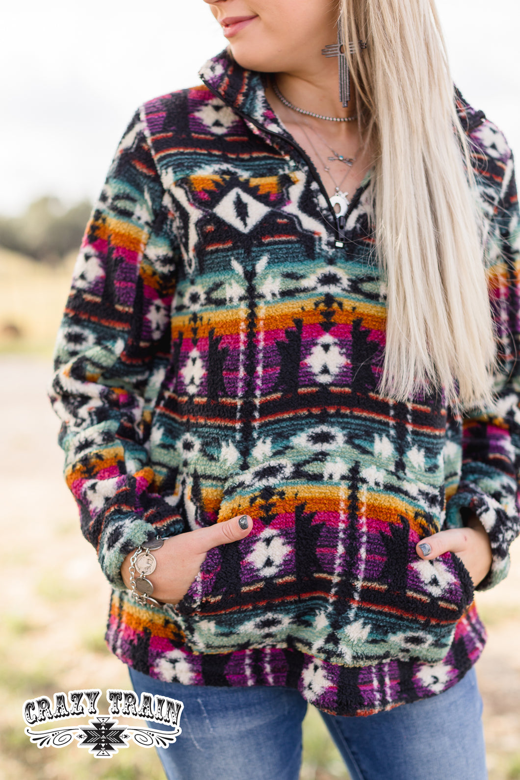 Multi-Colored Plush Pullover Hoodie