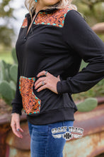 Load image into Gallery viewer, Leather Turquoise Buckstitch Print Pull Over
