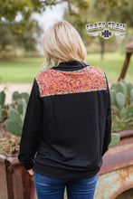 Load image into Gallery viewer, Leather Turquoise Buckstitch Print Pull Over
