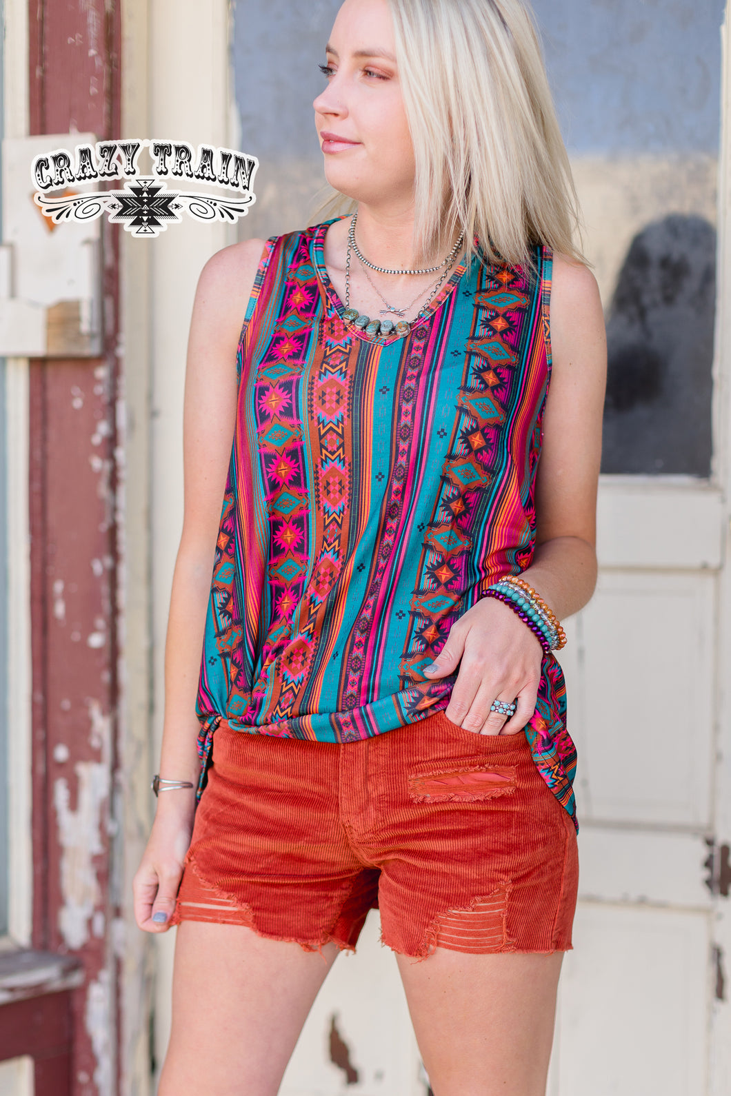 Southwestern Design Sleeveless Top