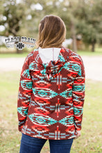 Load image into Gallery viewer, Rust Multi Southwestern Design Pullover Hoodie
