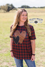 Load image into Gallery viewer, Double Heart Plaid Tee
