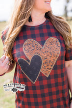 Load image into Gallery viewer, Double Heart Plaid Tee
