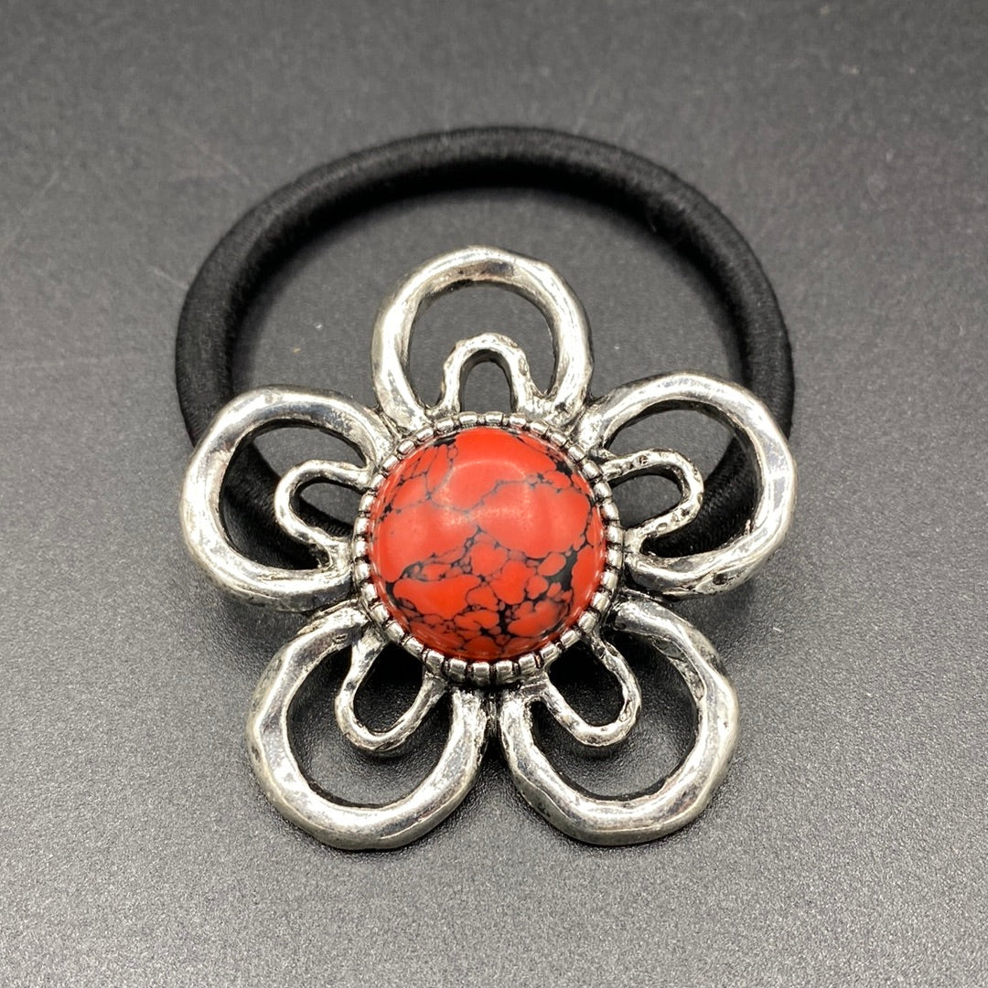 Coral Inspired Stone Floral Hair Tie