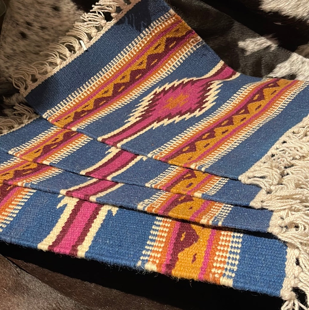 Blue/Pink Southwestern Woven Placemat Set