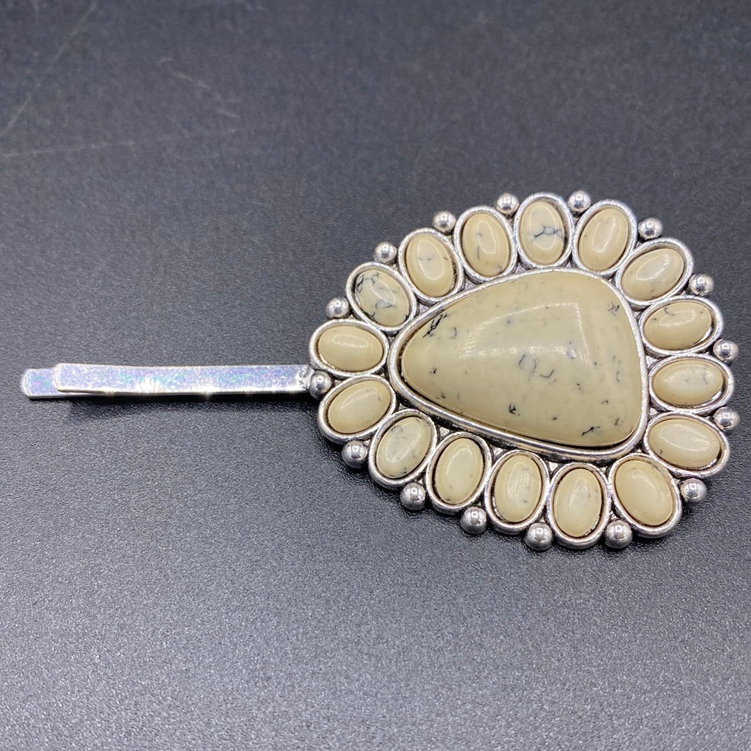 #421H White Stone Cluster Hair Pin