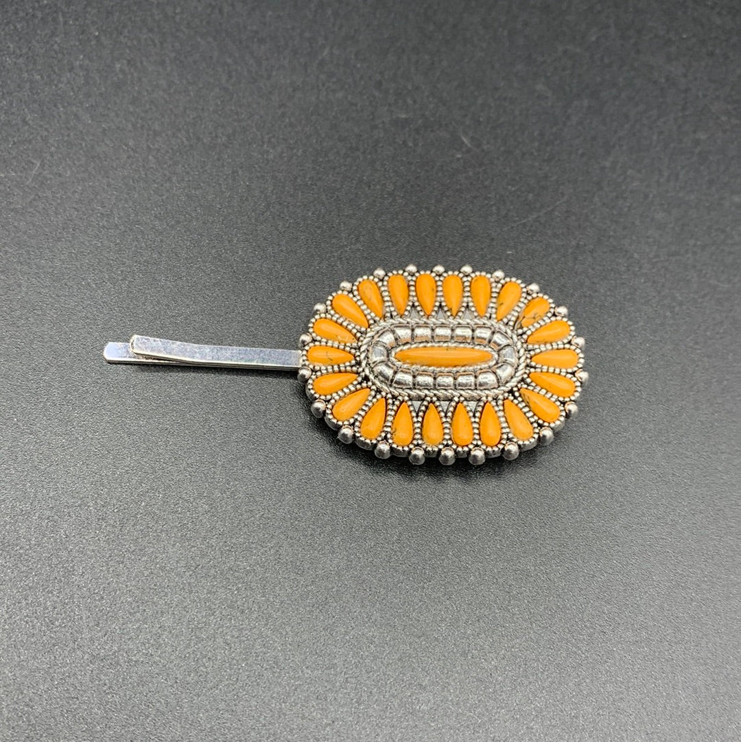 #401H Yellow Stone Needlepoint Cluster Hair Pin
