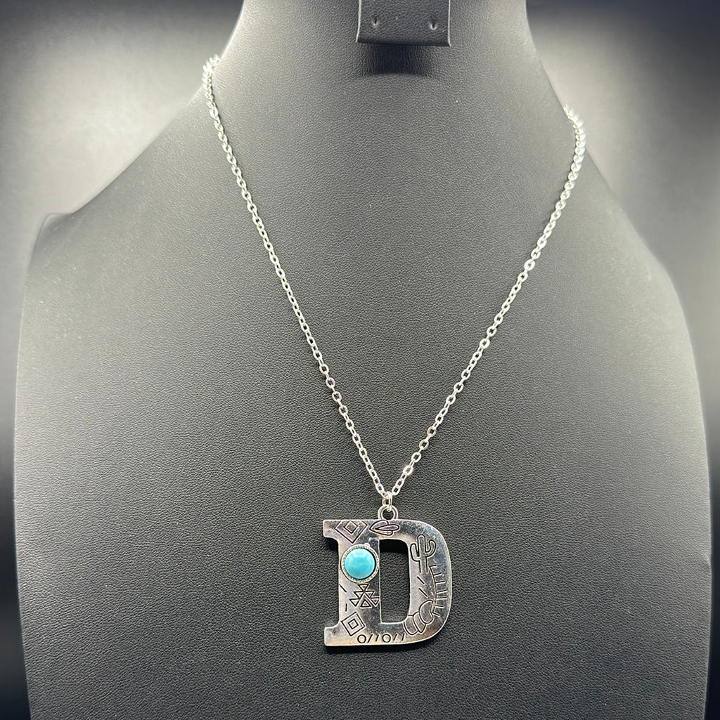 Turquoise Inspired Stamped Letter Necklace