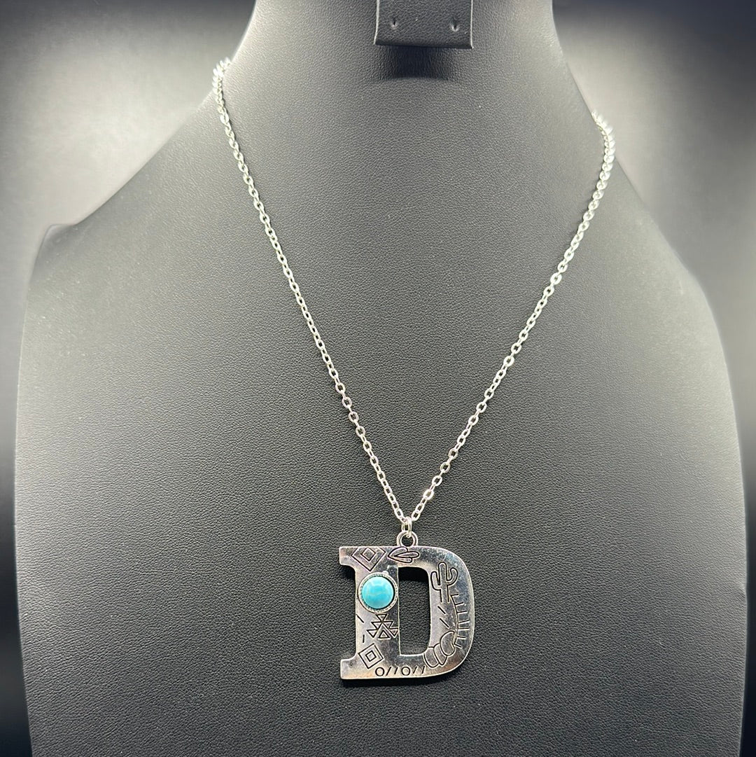 Turquoise Inspired Stamped Letter Necklace