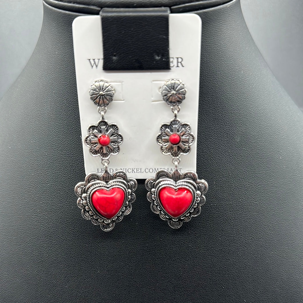 Coral Inspired Heart Post Earrings