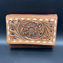 Load image into Gallery viewer, Tooled Leather Buckstitched Bi-Fold Wallet
