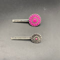 B442H Pink Stone Cluster 2PC Hair Pin Set