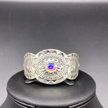 Load image into Gallery viewer, Silver/Rhinestone Concho Inspired Cuff Bracelet
