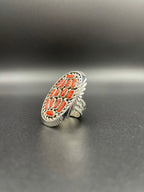 Coral Cluster Sterling Silver Ring