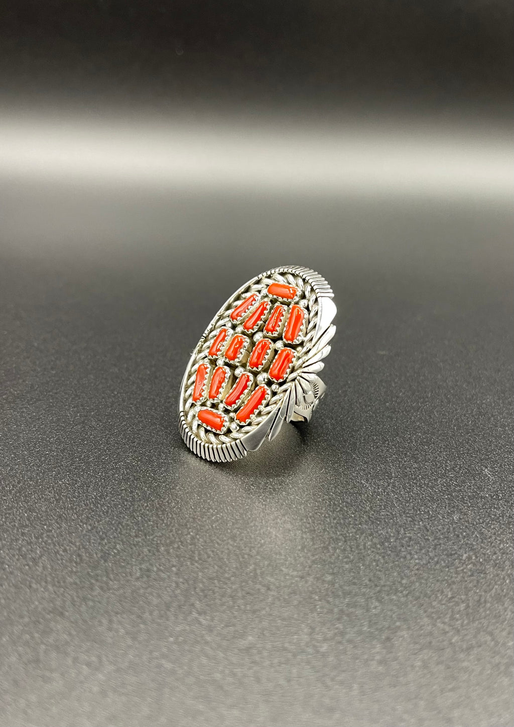 Coral Cluster Sterling Silver Ring