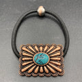 Coppertone Rectangle Turquoise Concho Hair Tie