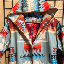 Load image into Gallery viewer, Turquoise Southwestern Long Hooded Coat
