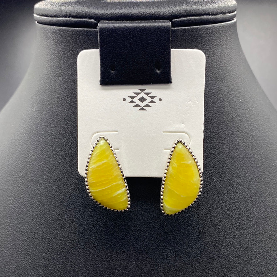 B242E Yellow Stone Post Earrings