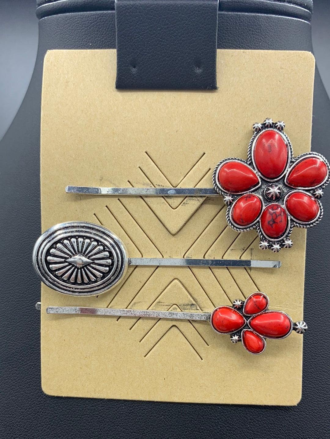 #324H Coral Inspired Floral 3PC Hair Pin Set